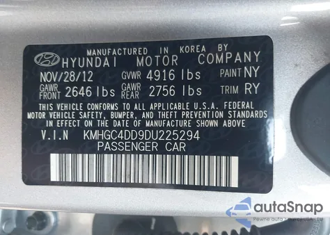 2013 Hyundai Genesis 3.8 z USA, uszkodzony, nr VIN KMHGC4DD9DU225294